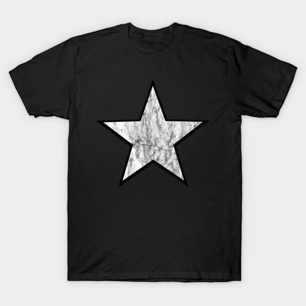 Distressed White and Black Star T-Shirt by bumblefuzzies